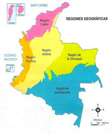 mapa de colombia regiones
